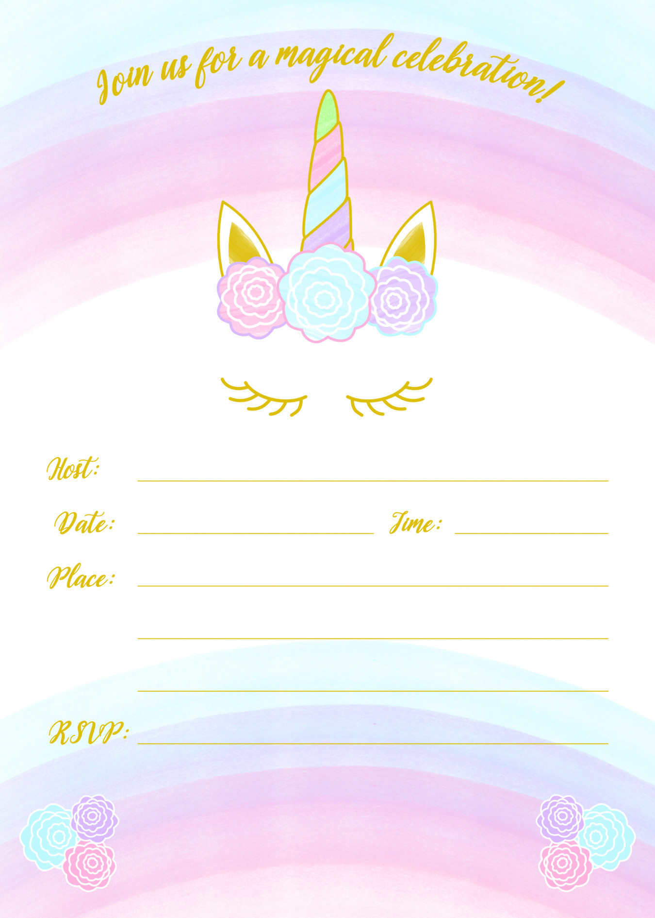 Unicorn Invitation Free Printable Templates - Easy To Download!