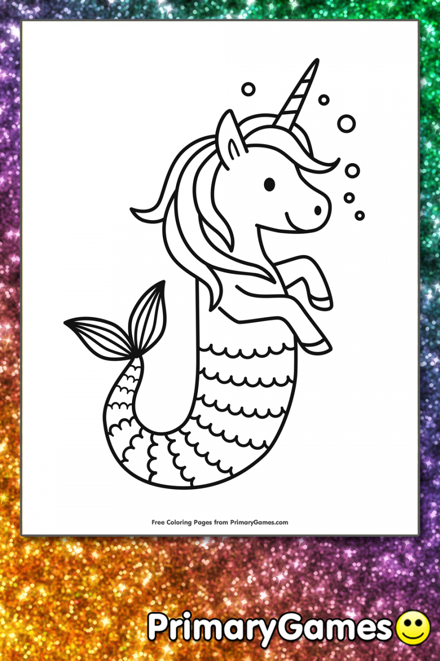 Unicorn Seahorse Coloring Page • FREE Printable eBook  Unicorn