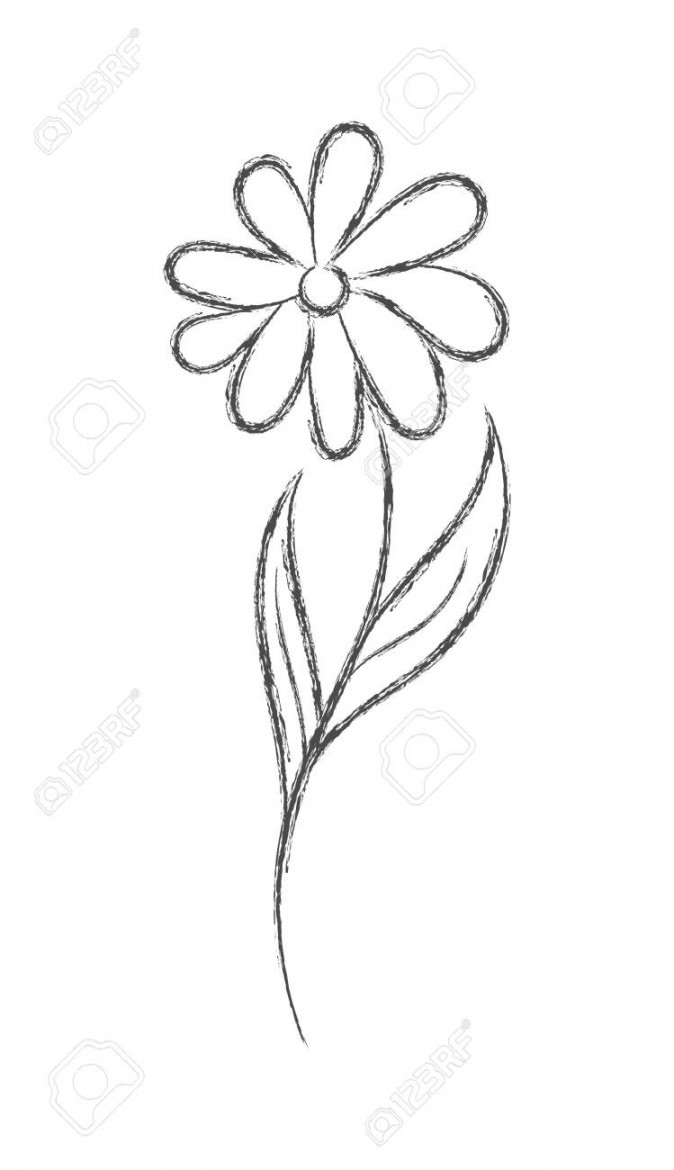 Vector Pencil Sketch Of A Flower With Sticky Notes