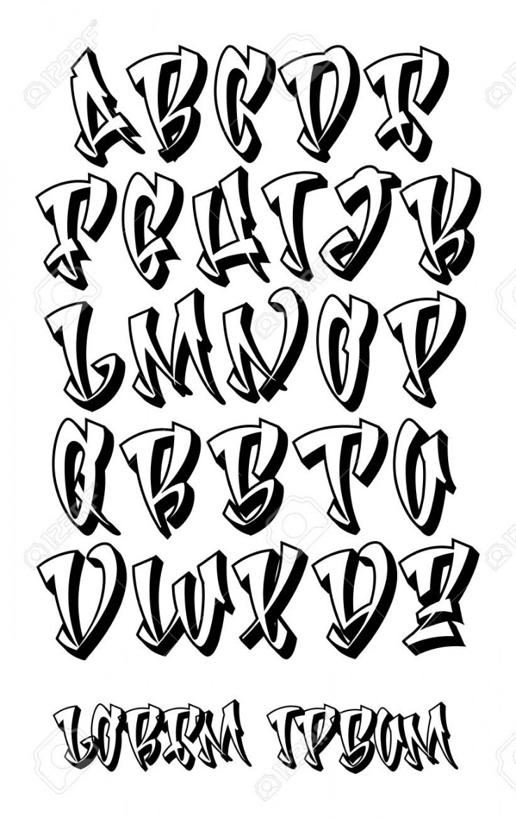 Vectorial Font In Graffiti Hand Written D Style