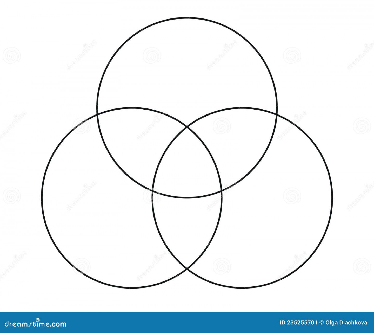 Venn Diagram Chart Vector Template Three Circle Stock Vector