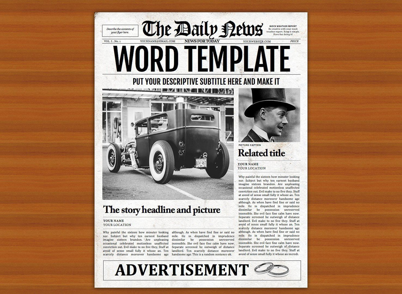 Vintage Word Newspaper Template Graphic by Newspaper Templates