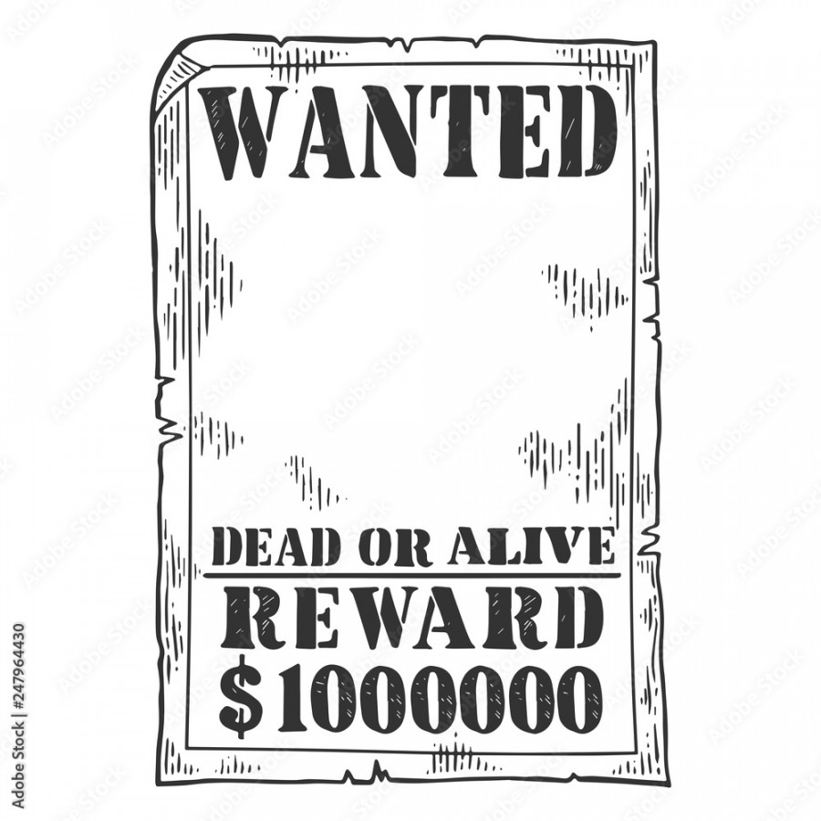 Wanted criminal reward poster template engraving vector