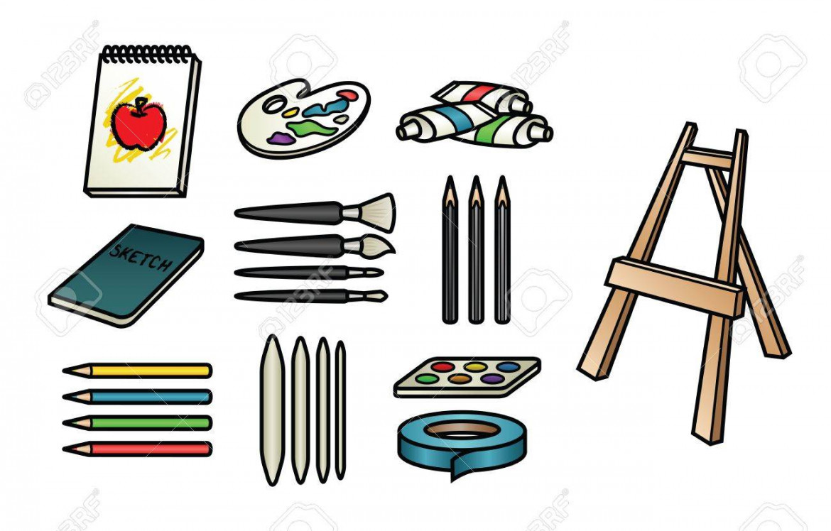 A Set Of  Cute And Colorful Art Supply Icons Royalty Free SVG