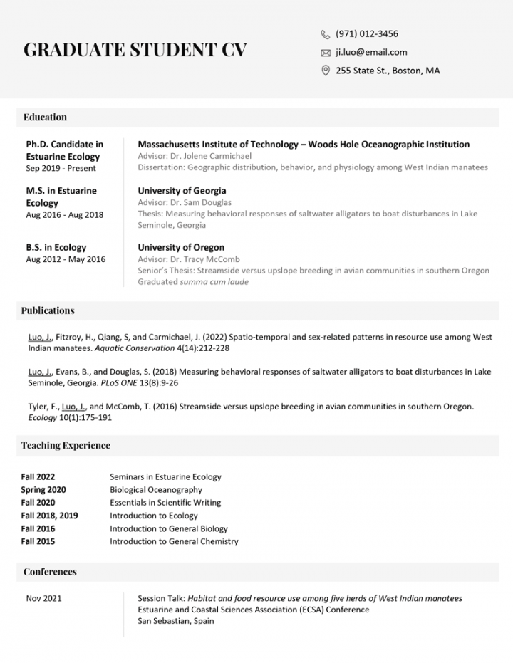 Academic Curriculum Vitae (CV): Template & Writing Guide