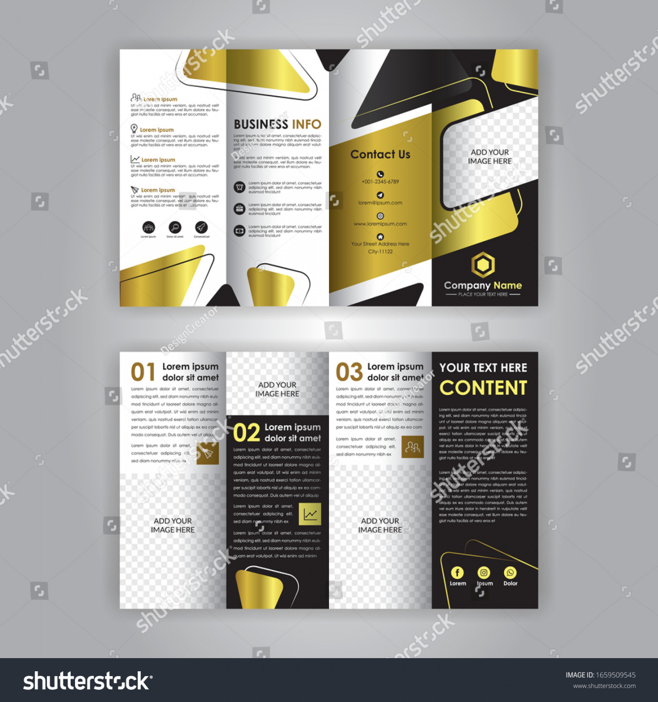 Accordion Fold Brochure Eight Pages Four Stock Vector (Royalty