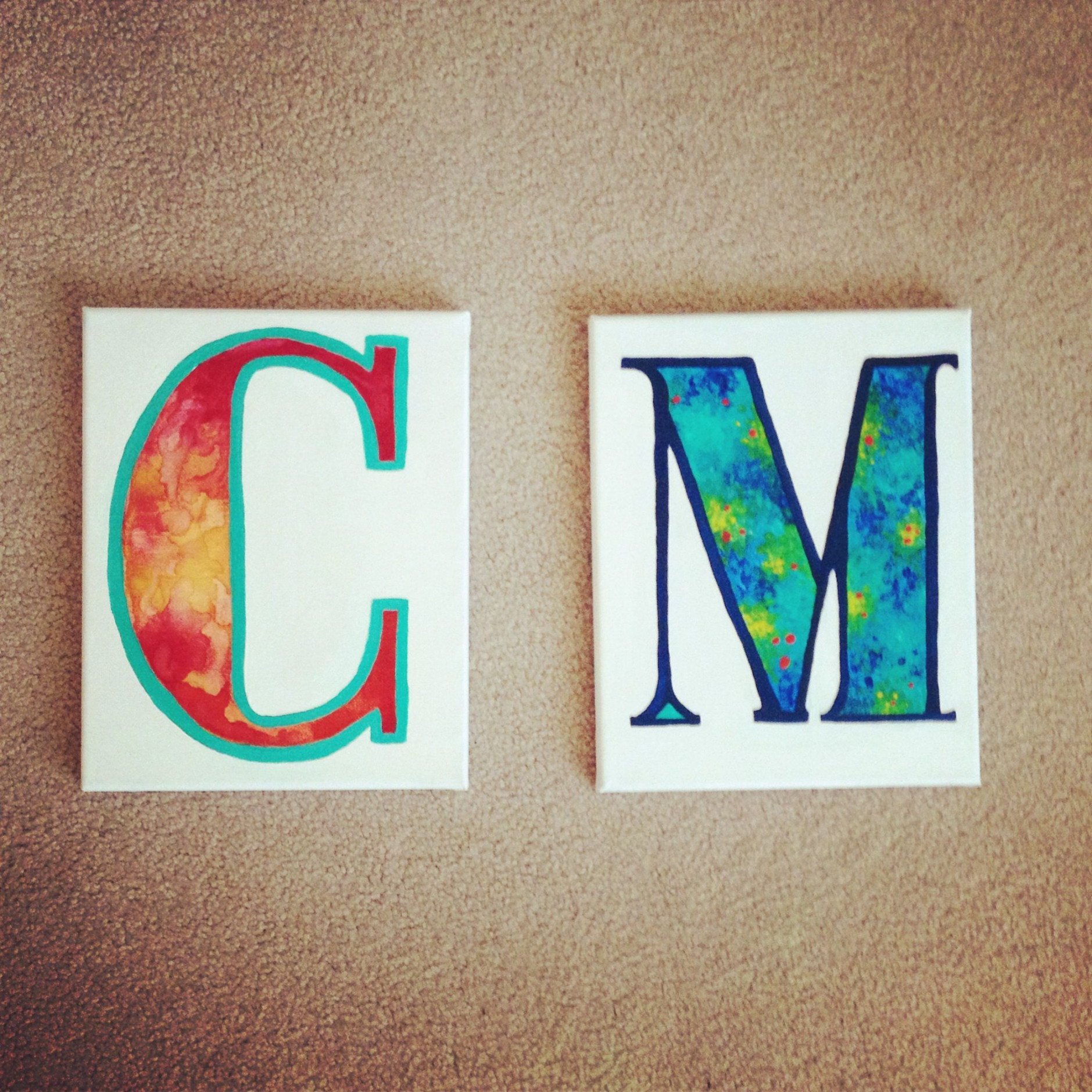 acrylic block-letter paintings on canvas #diy #paintings #canvas