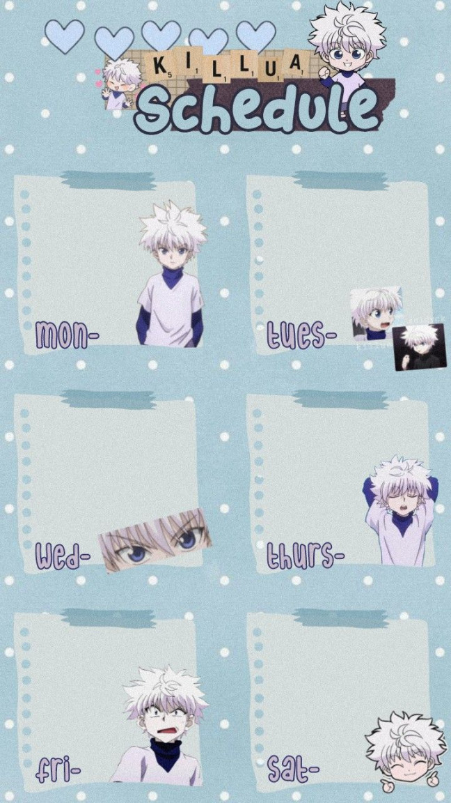 Aesthetic anime schedule template //Killua Zaoldyeck キルア=ゾル