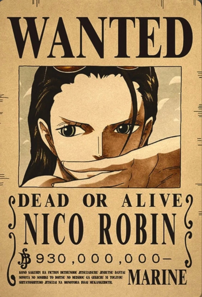 Affiche wanted Nico Robin  millions de berry ONE PIECE