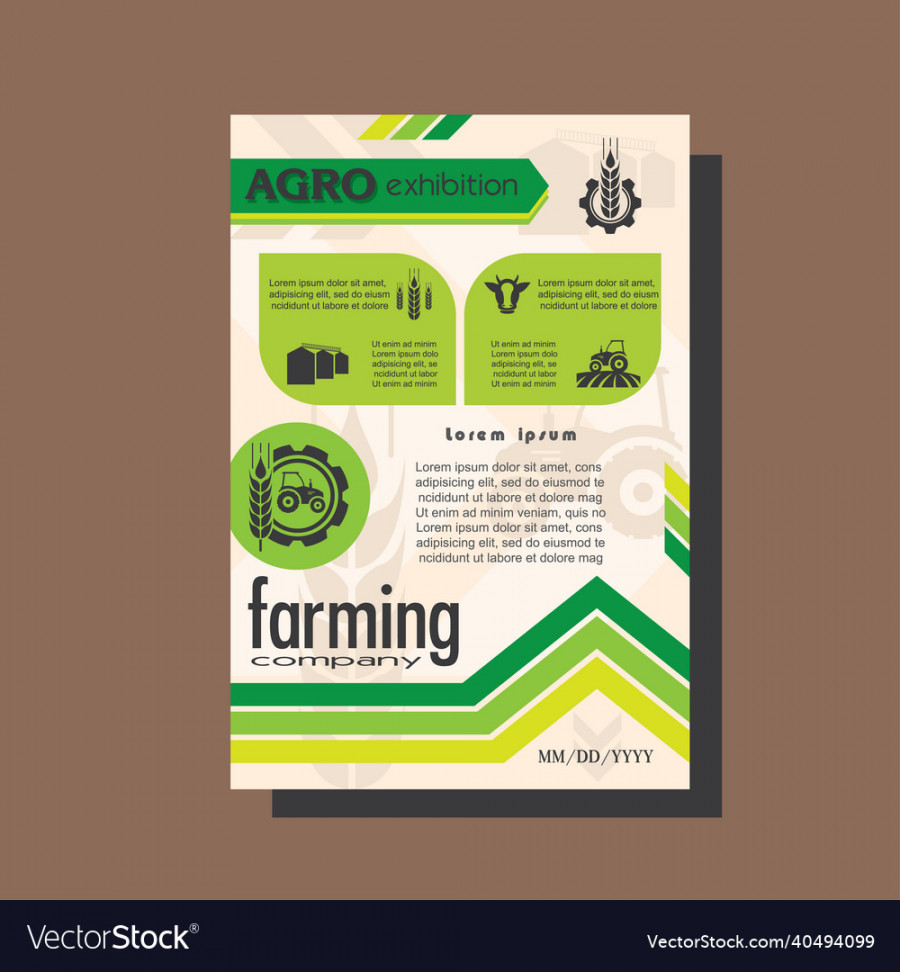 Agriculture brochure design template Royalty Free Vector