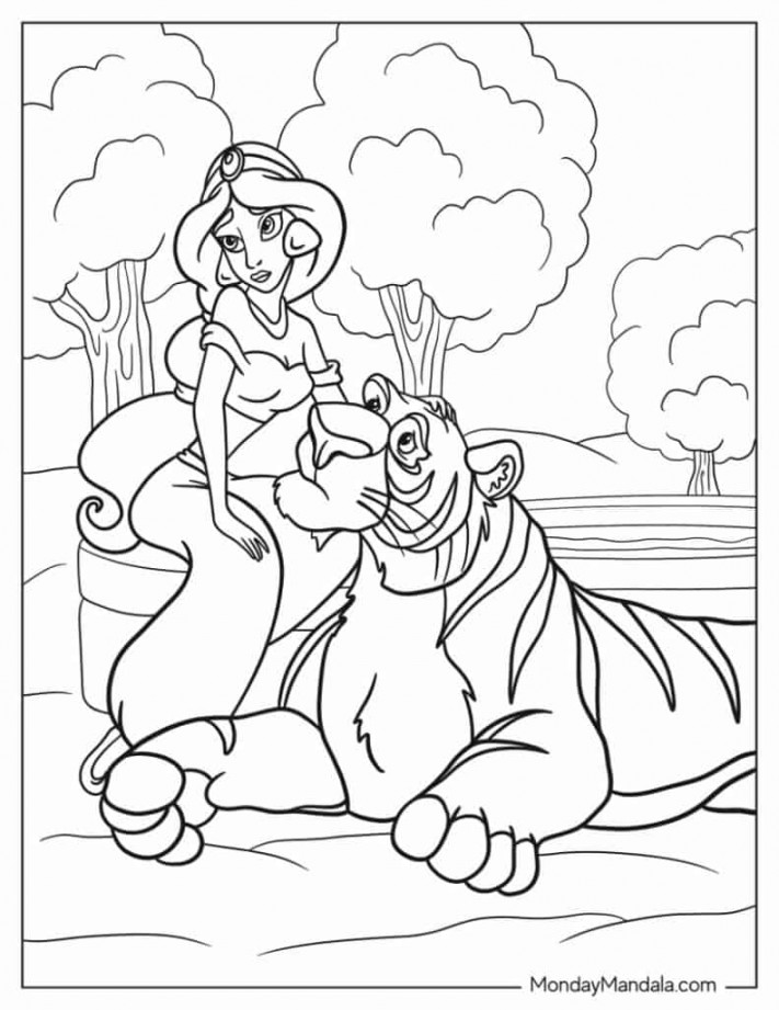 Aladdin & Jasmine Coloring Pages (Free PDF Printables)