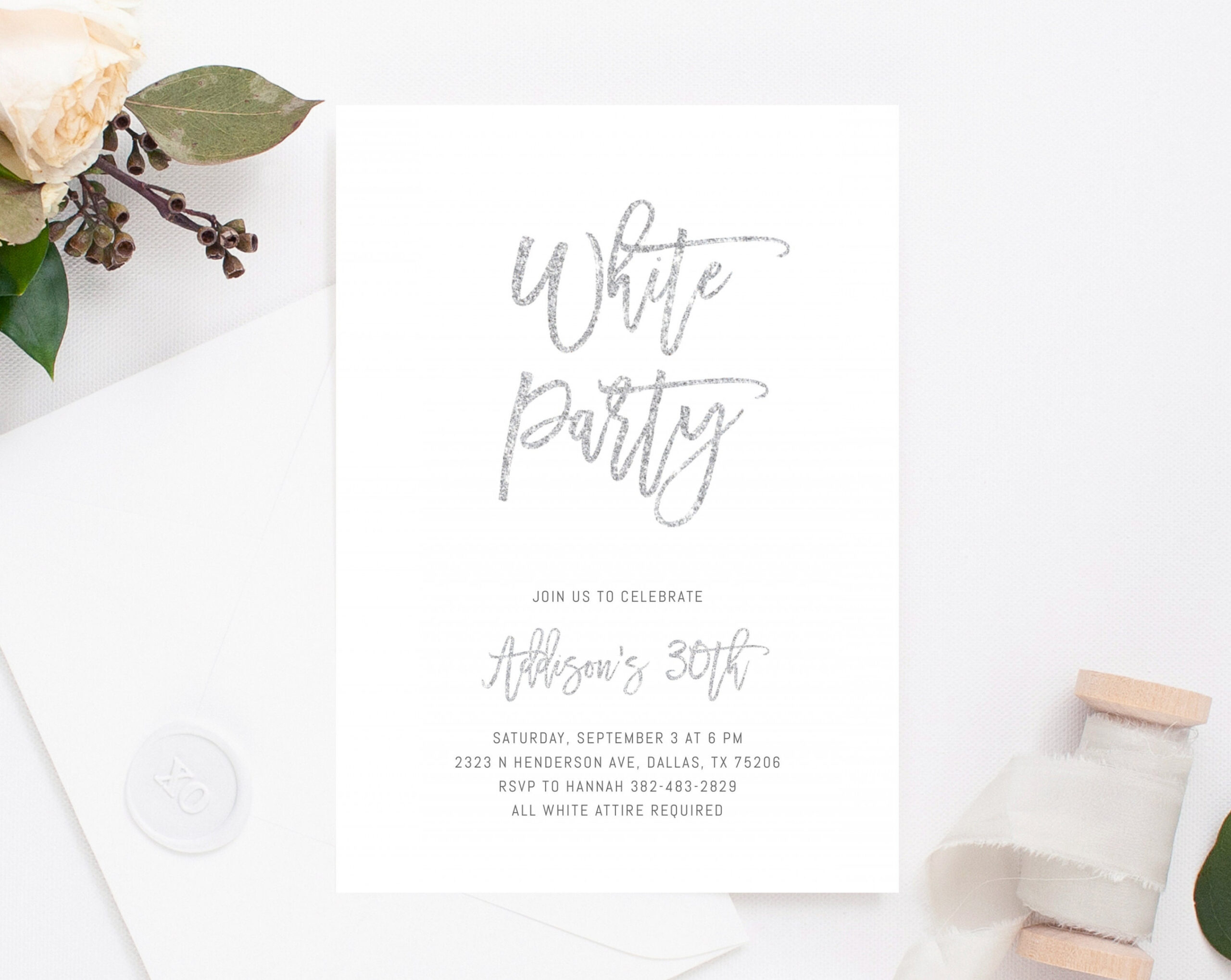 All White Party Invitation Template White Birthday Party - Etsy