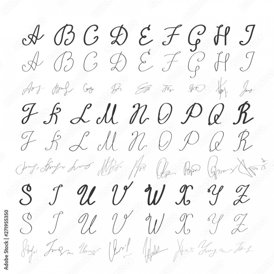 Alphabet in English. Hand drawn typeface