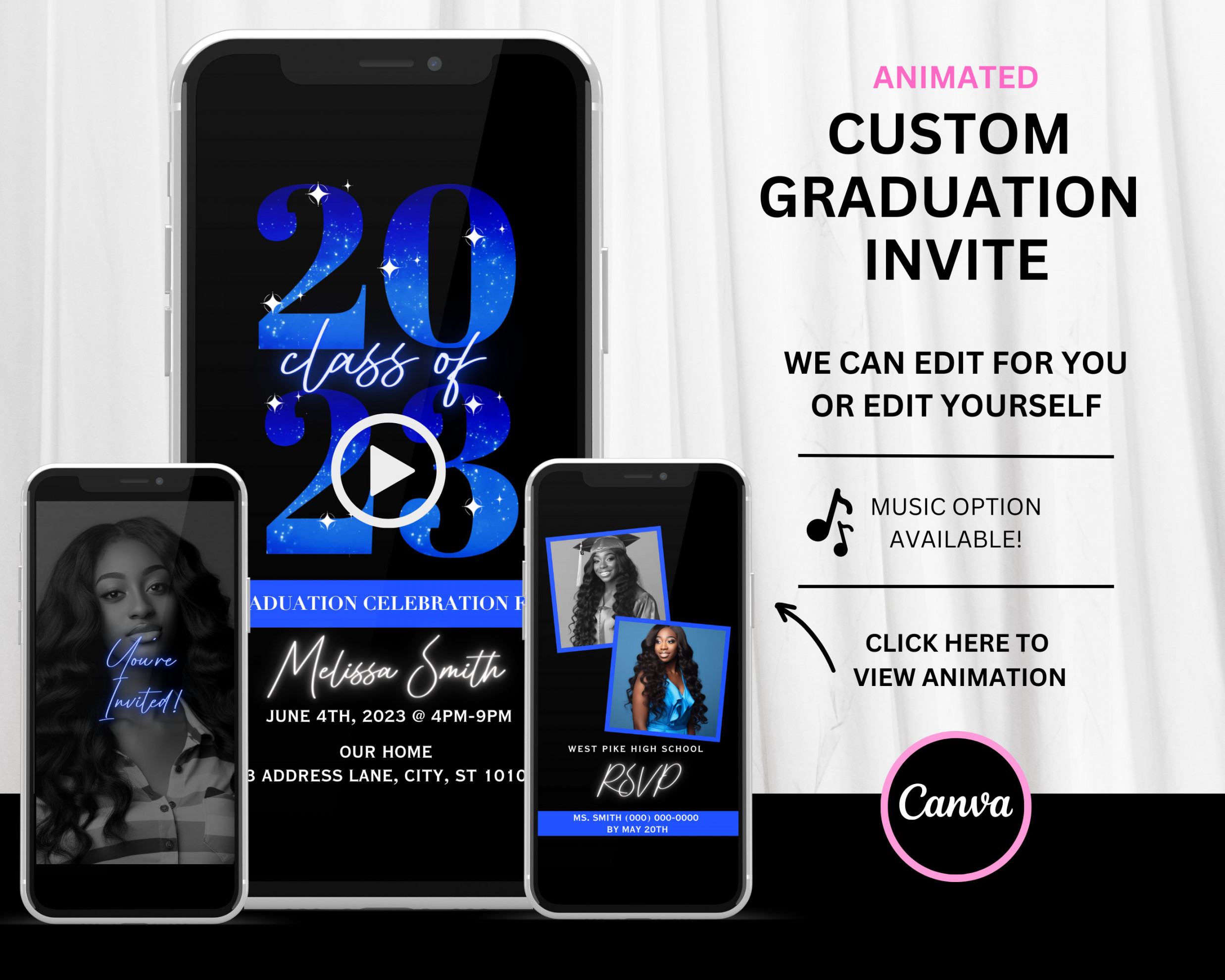 Animated Graduation Invitation Graduation Invitation is Edit - Etsy