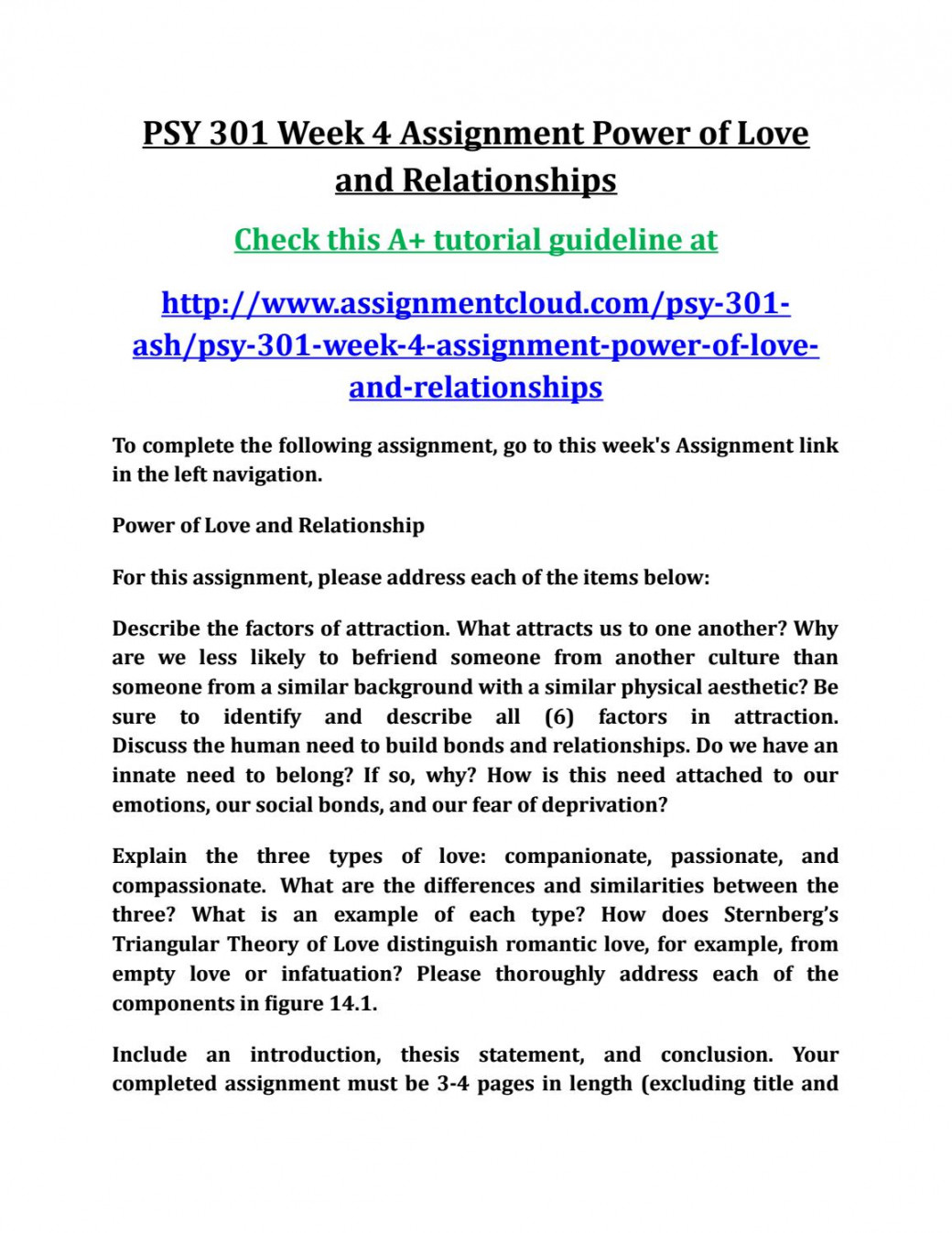 Ash psy  week  assignment power of love and relationships by