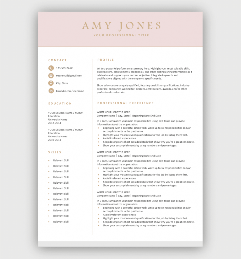 Attractive Resume Template  Free Download  Word & Pages