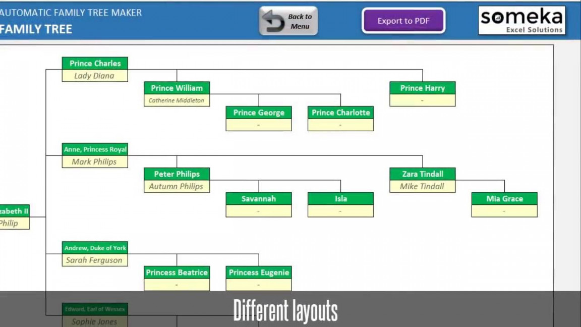 Automatic Family Tree Maker - Excel Template