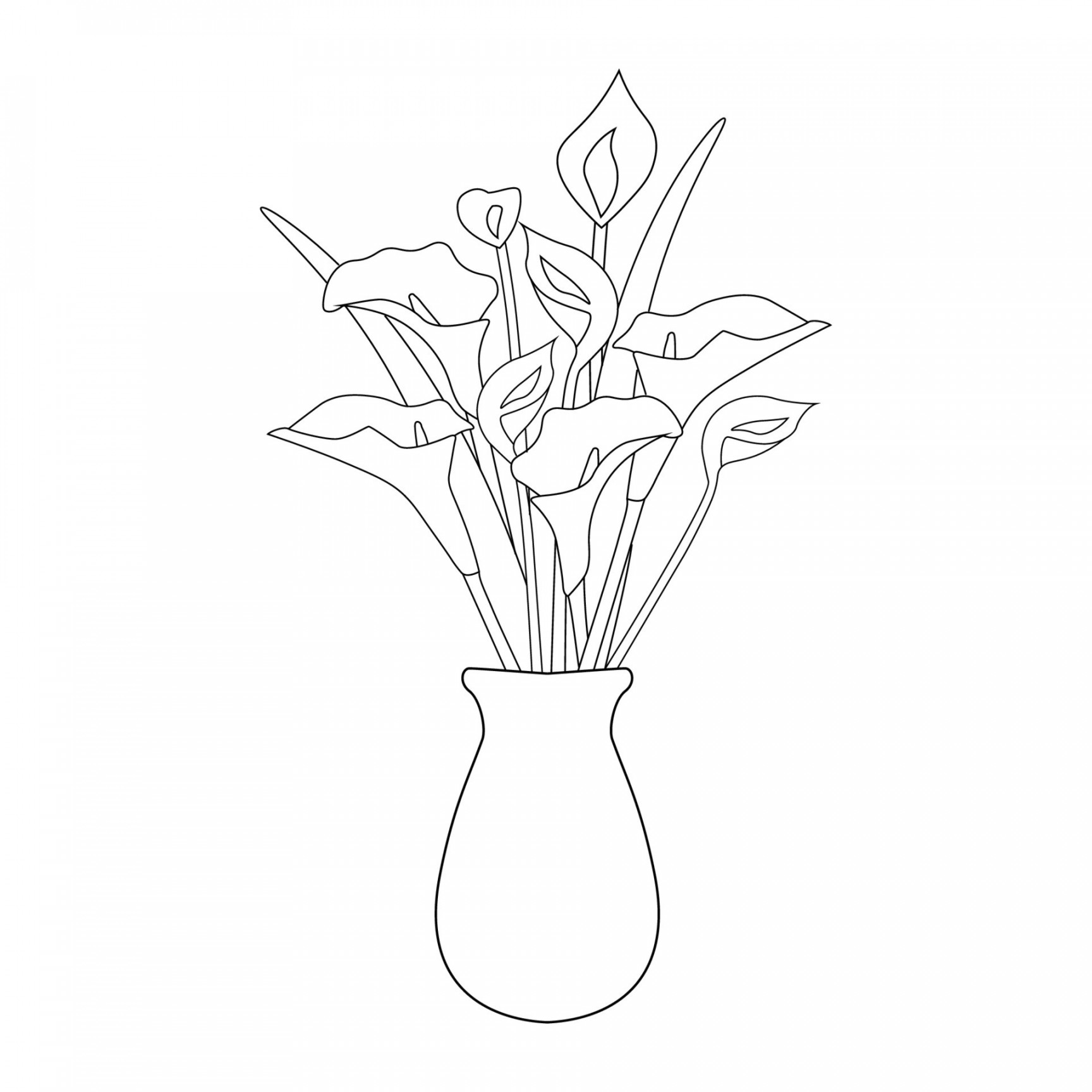 beautiful flower vase line art drawing coloring book page