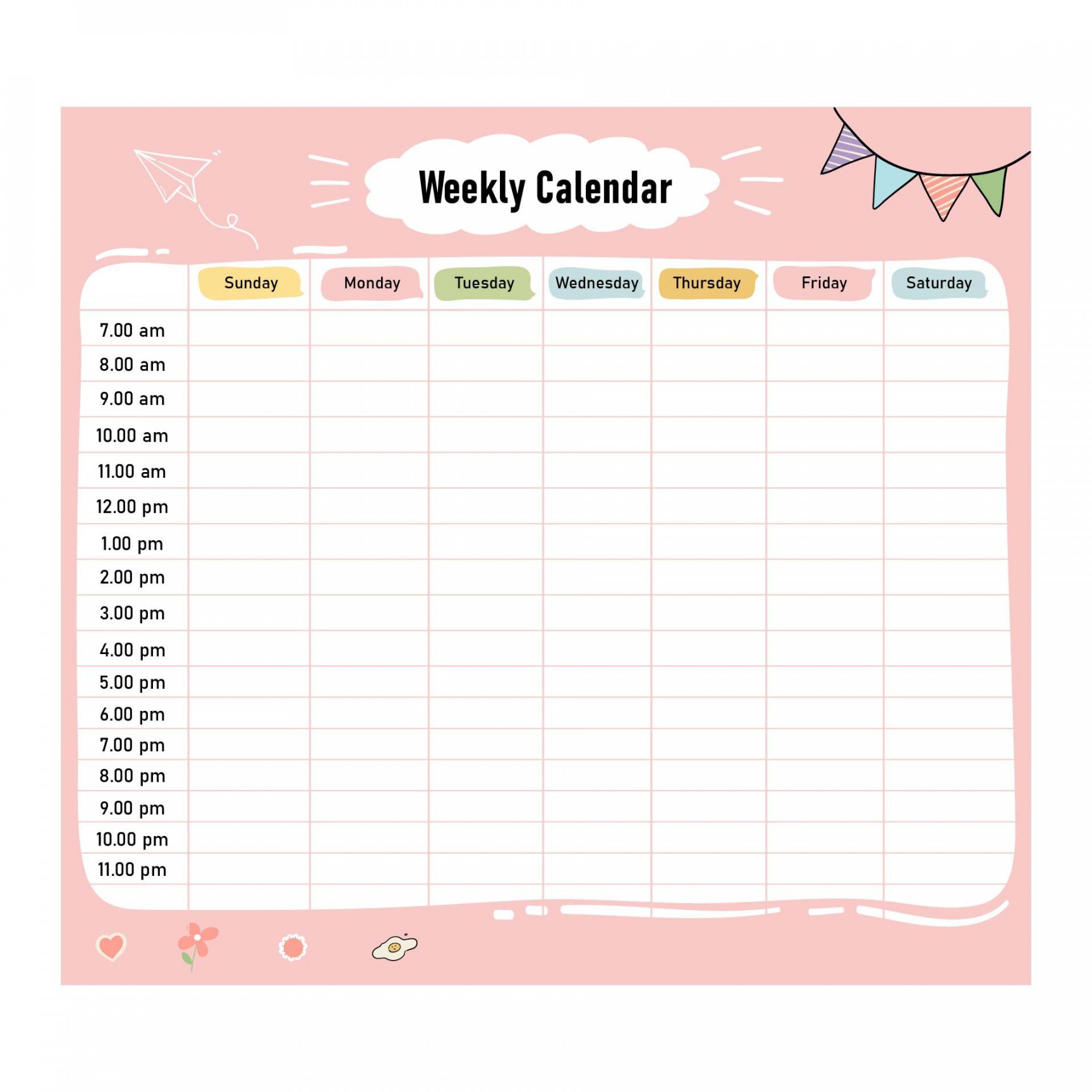 Best Printable Weekly Calendar With Time Slots for Free at