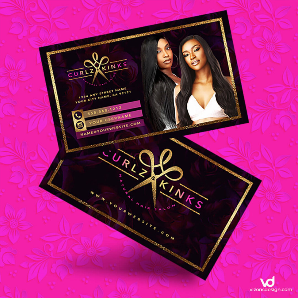 Black Hairstylist Business Card  Vizons Design