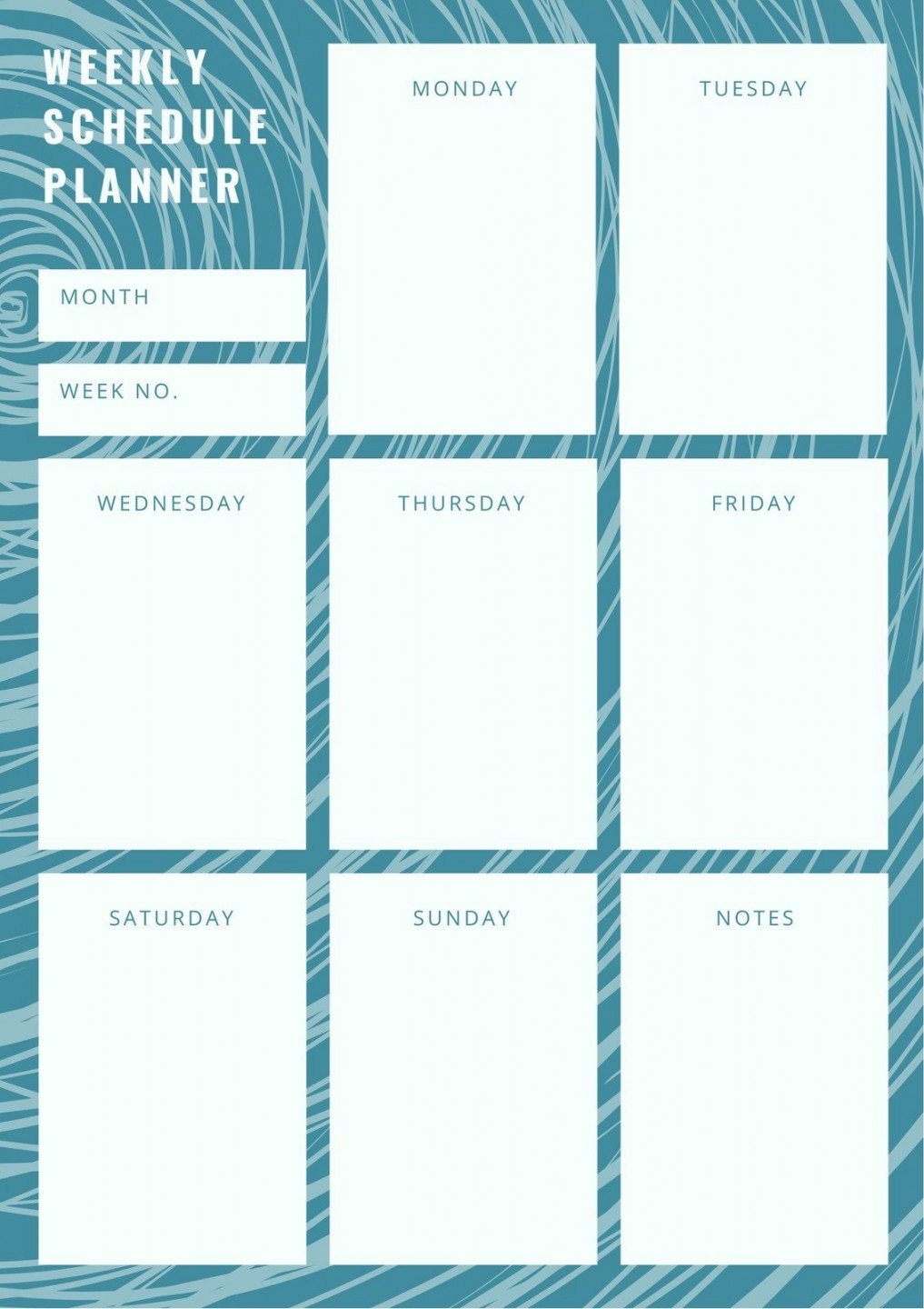 Blue Wave Pattern Weekly Schedule Planner - Templates by Canva