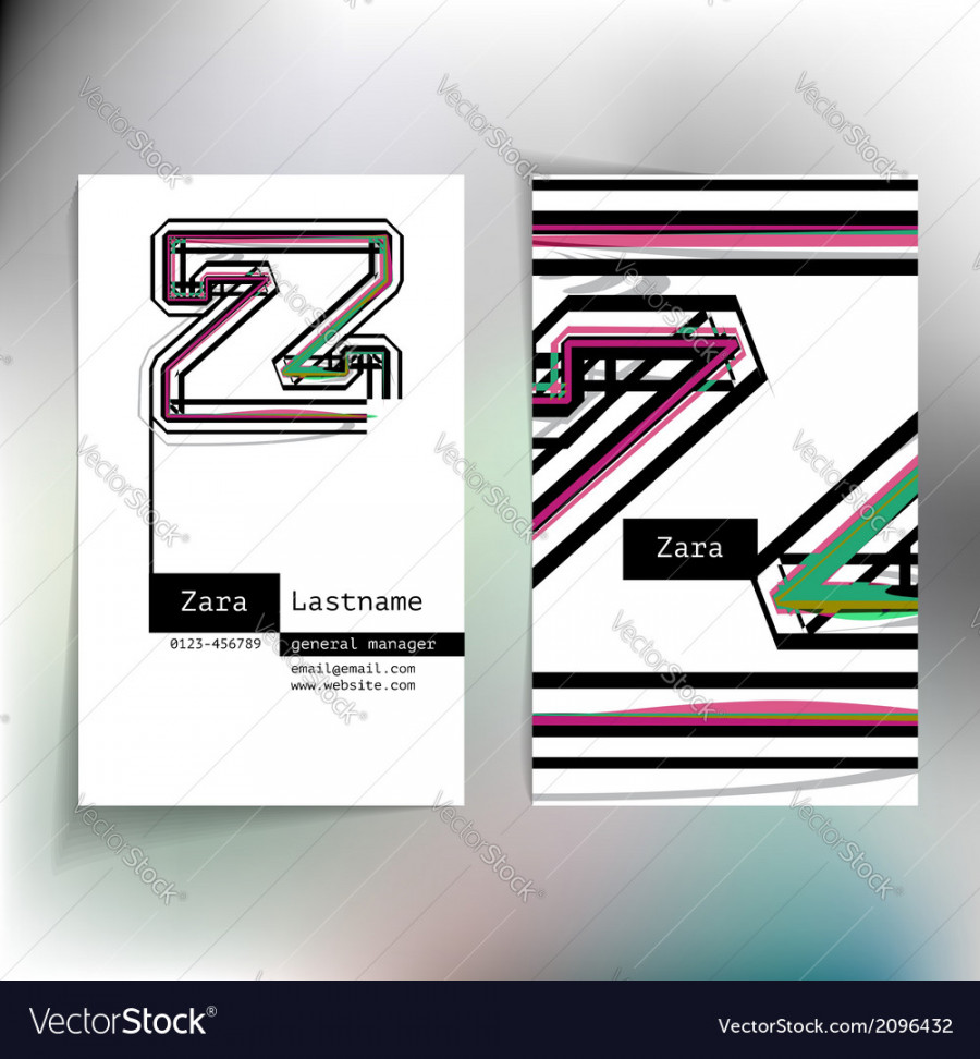 Business card design with letter z Royalty Free Vector Image