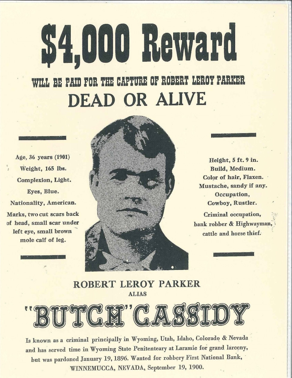 Butch Cassidy Wanted Poster - Etsy