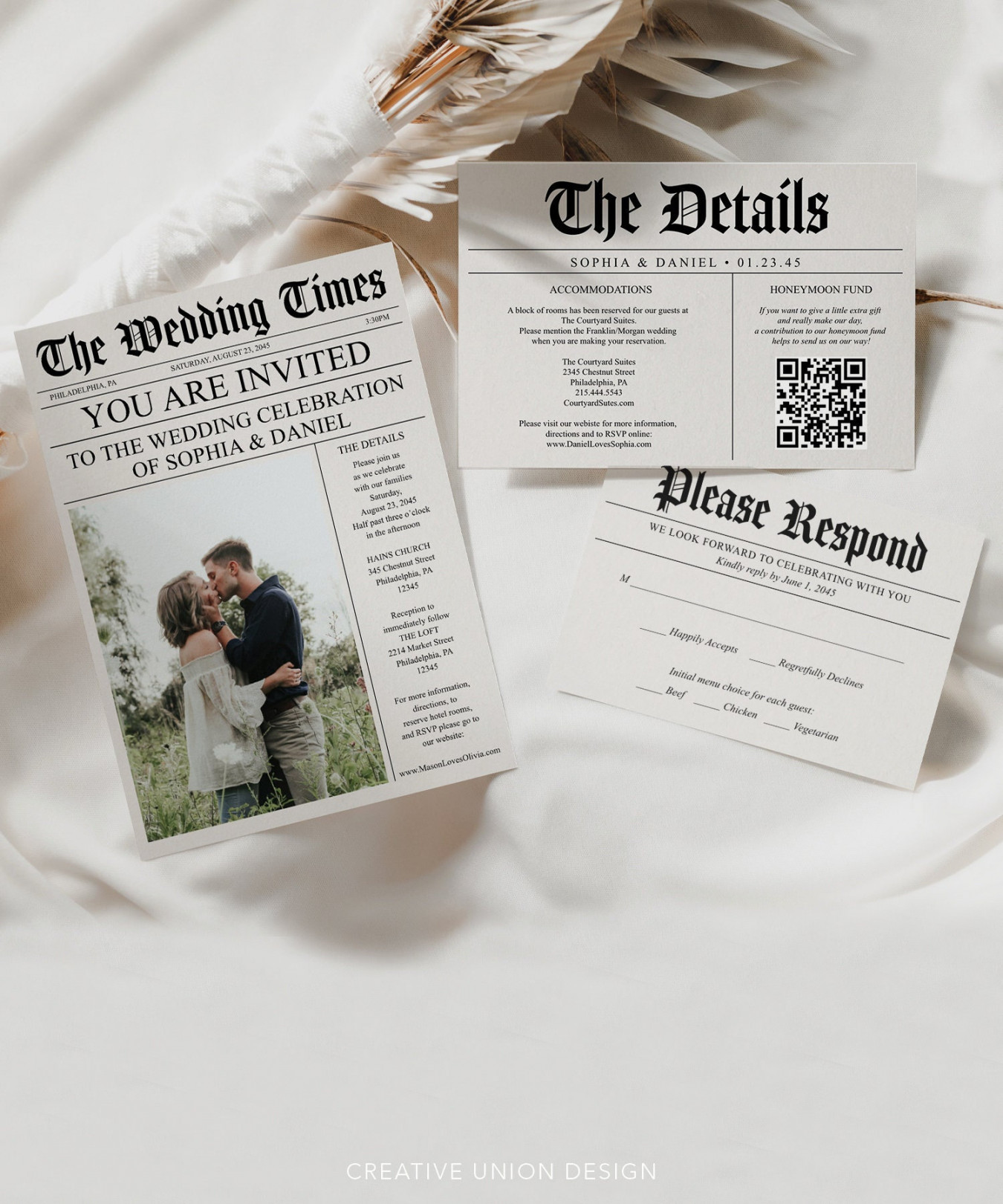 Buy Newspaper Wedding Invitations Template Fully Editable Unique