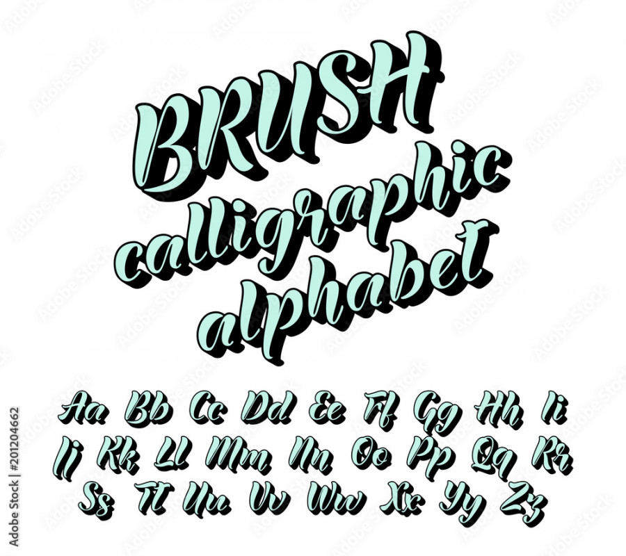 Calligraphic brush alphabet