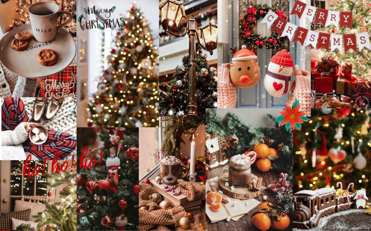 Christmas desktop wallpaper (collage) + Aesthetic Christmas