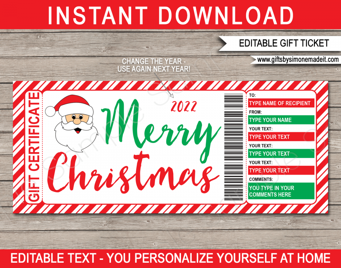 Christmas Santa Gift Certificate Template - red & green