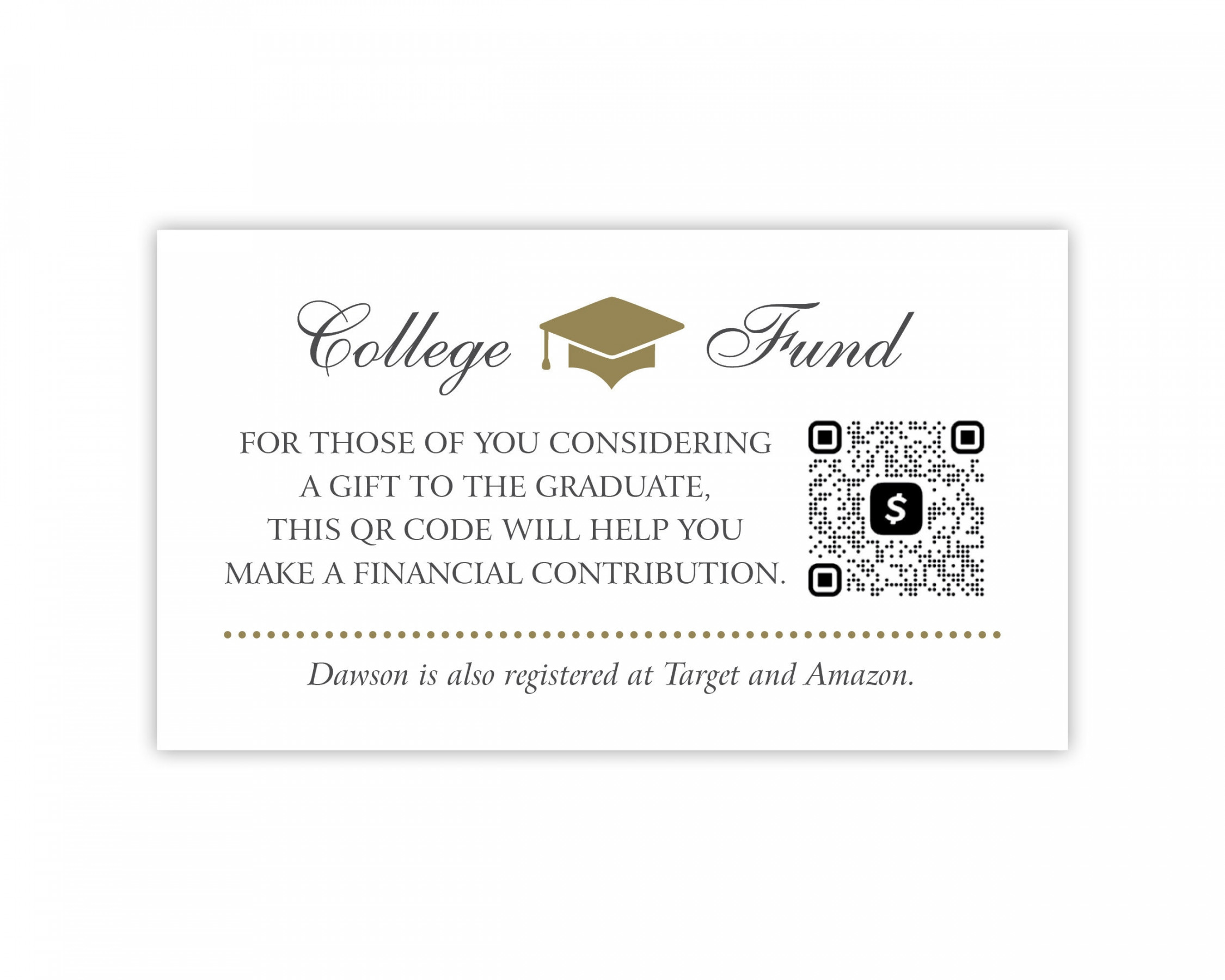 College Fund QR Code Card for High School Graduation - Etsy