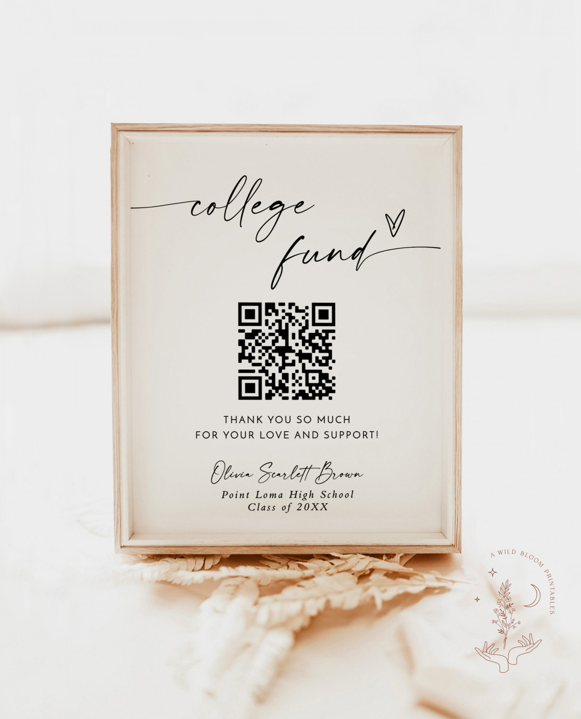 College Fund QR Code Sign Modern Graduation Party Sign - Etsy