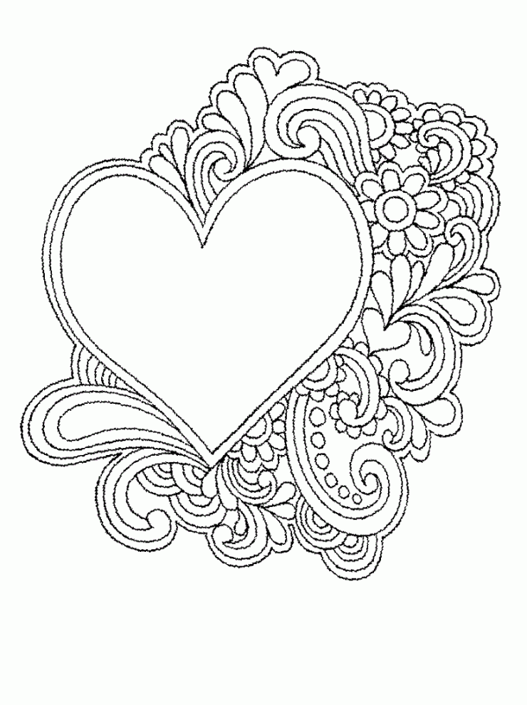 Coloring Pages of Hearts and Flowers  Activity Shelter  Heart