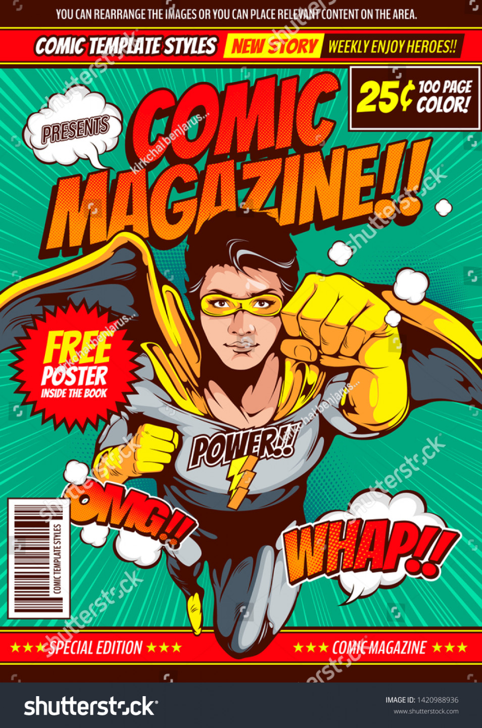 , Comic Magazine Heroes Images, Stock Photos, D objects