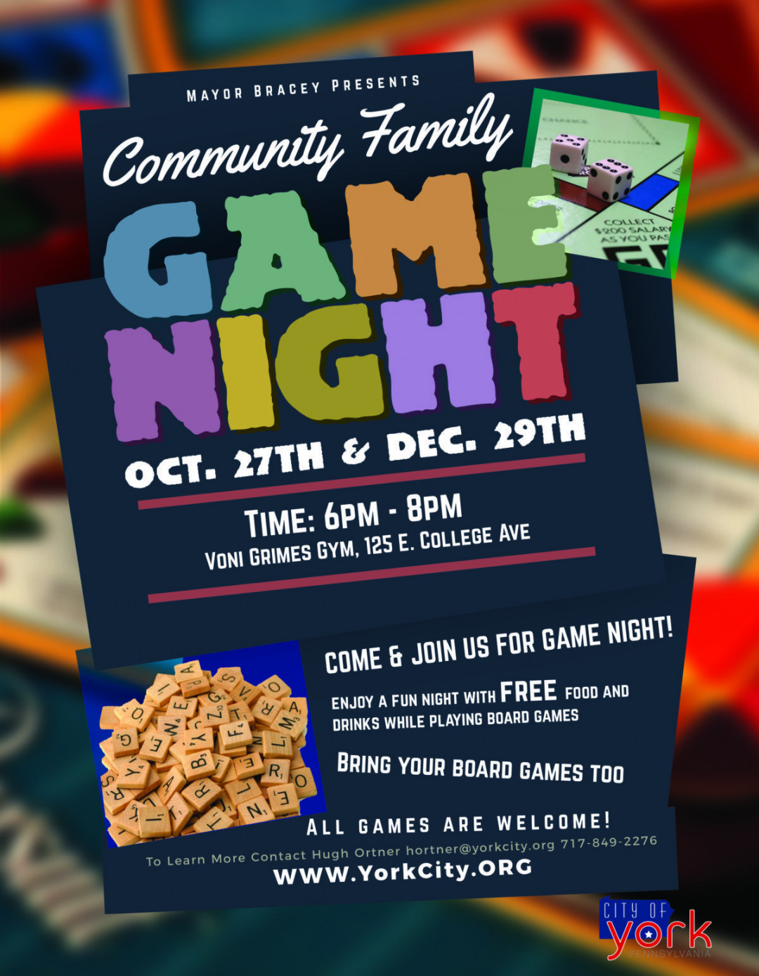 COMMUNITY FAMILY GAME NIGHT - City of York, Pennsylvania  Flyer