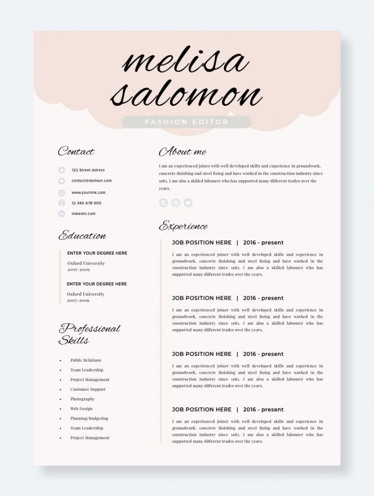 Creative and professional resume template in microsoft word