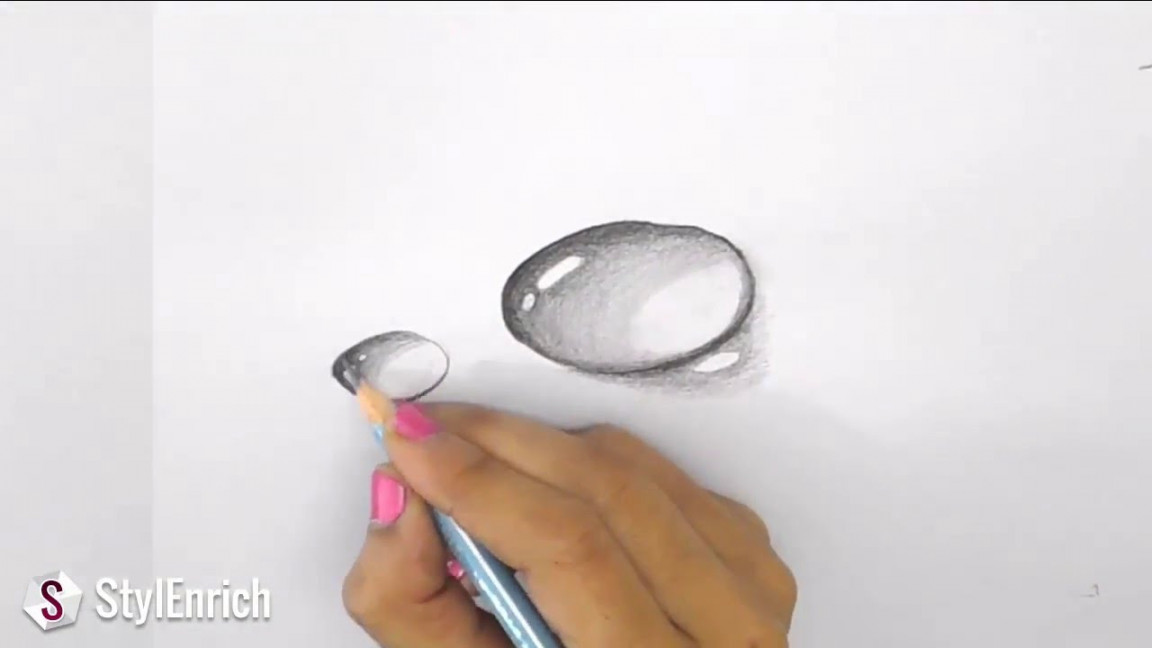 D Drawing Art : How to Draw D Dew Drop on Leaf  Easy Pencil Drawings