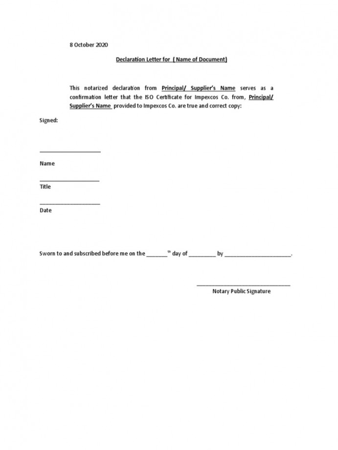 Declaration Letter FORMAT  PDF