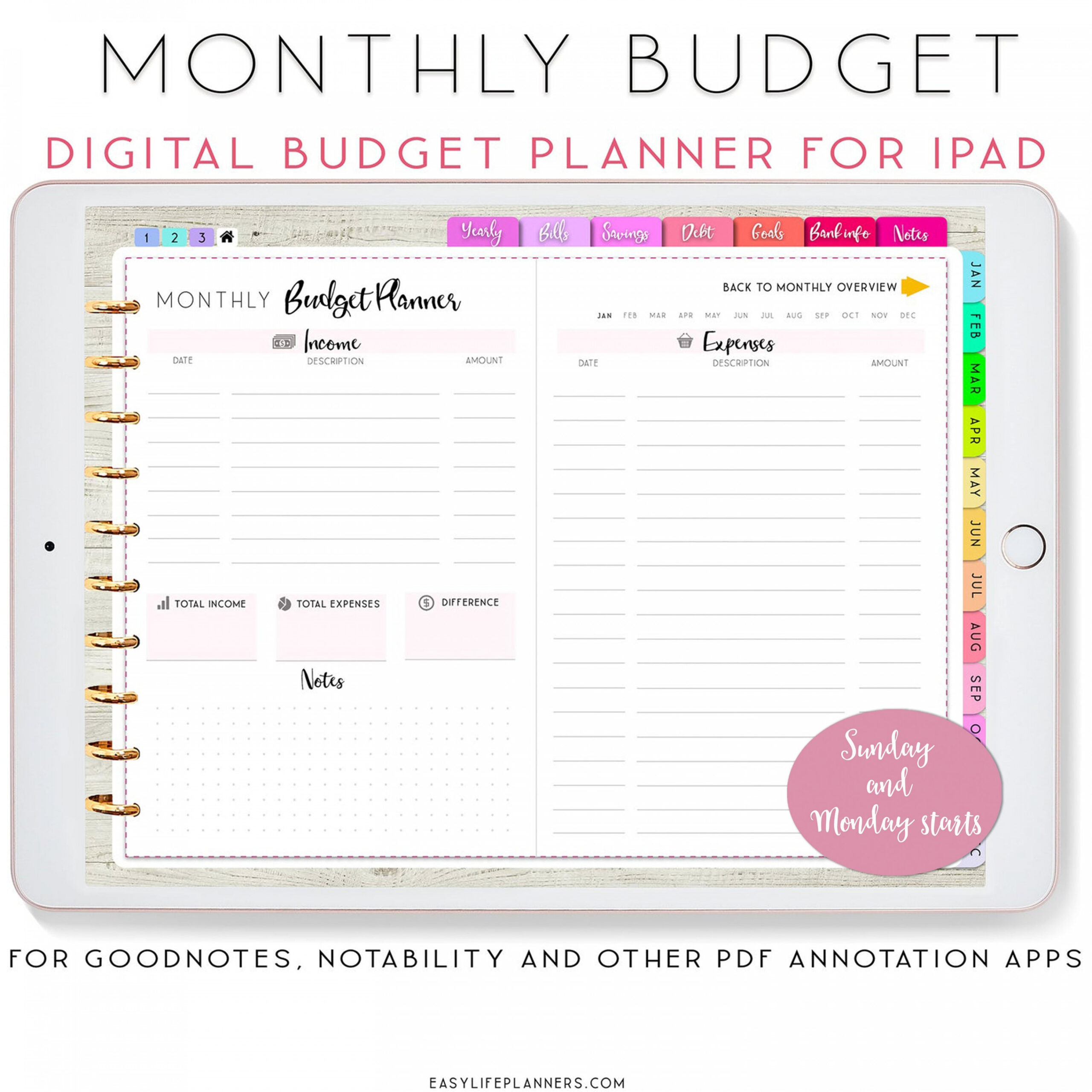 Digitaler Planer Goodnotes Planner iPad Planer Goodnotes - Etsy