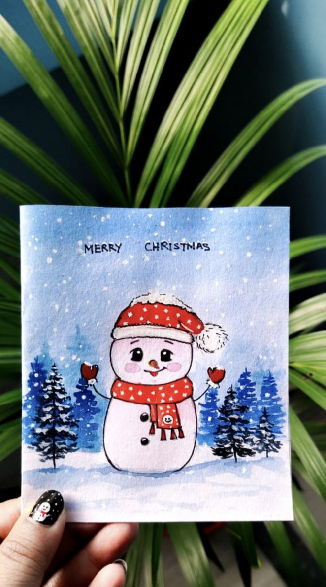 Diy cute Christmas greeting card, snowman card, holiday card