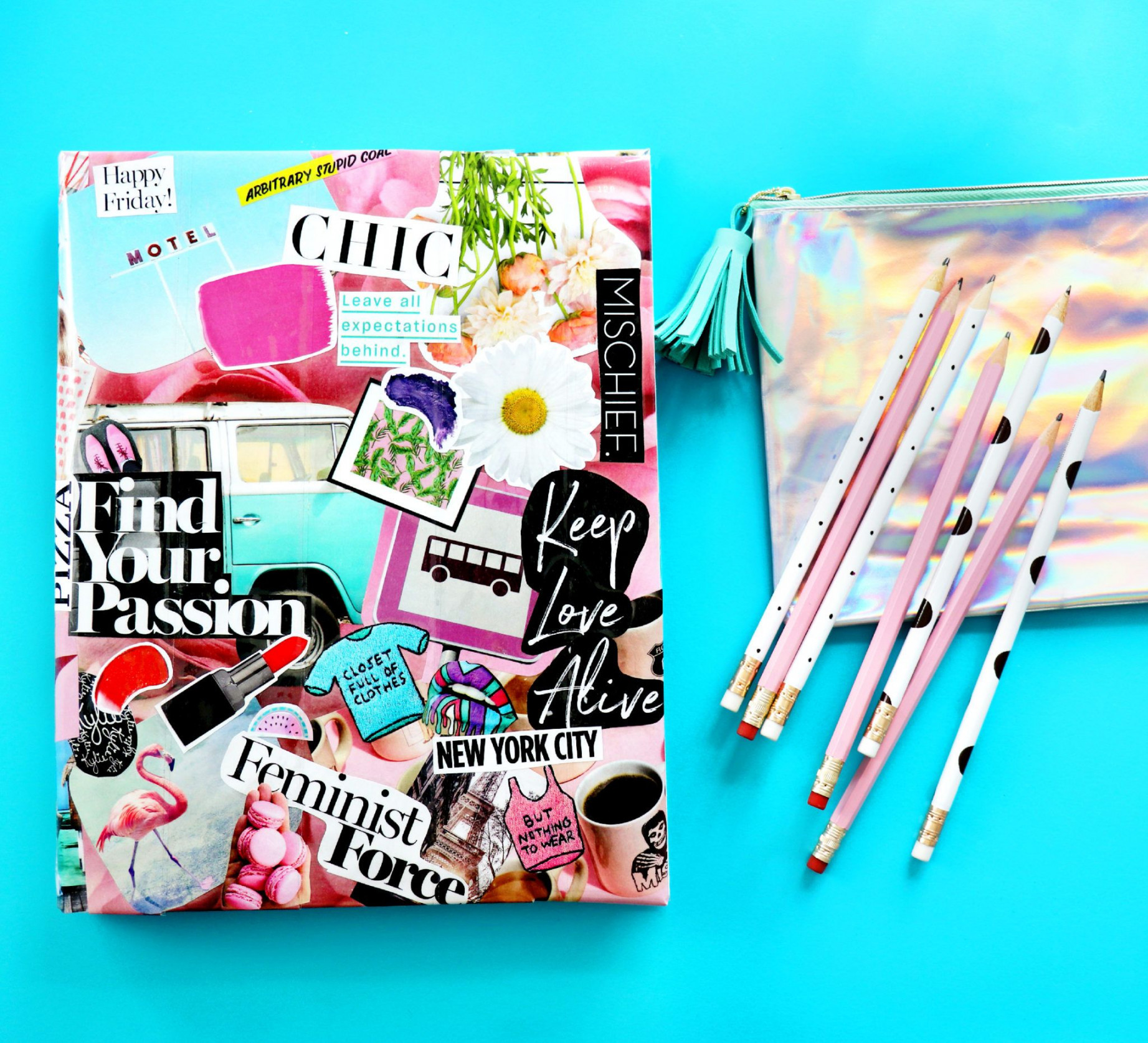 DIY Magazine Collage Textbook Cover  Easy Cute Handmade Back to