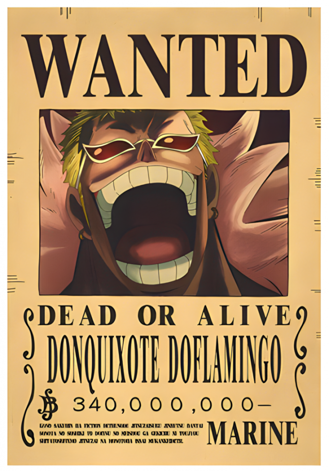 Donquixote Doflamingo Wanted Poster – Kage Tsuki