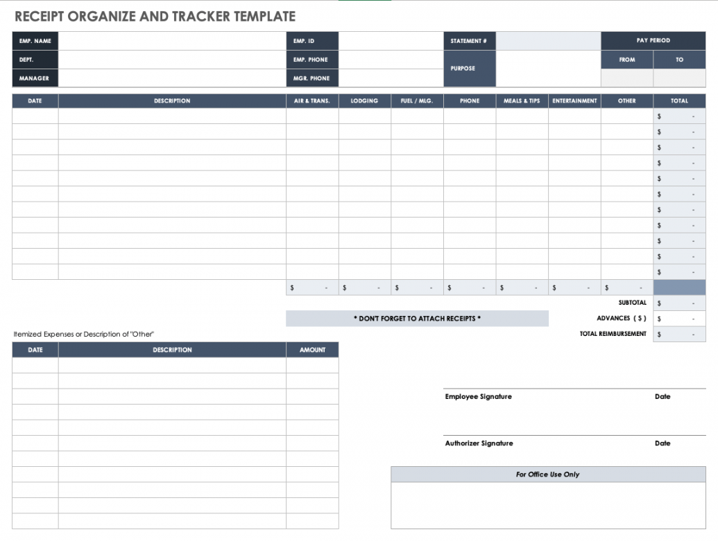 Download Free Excel Receipt Templates  Smartsheet