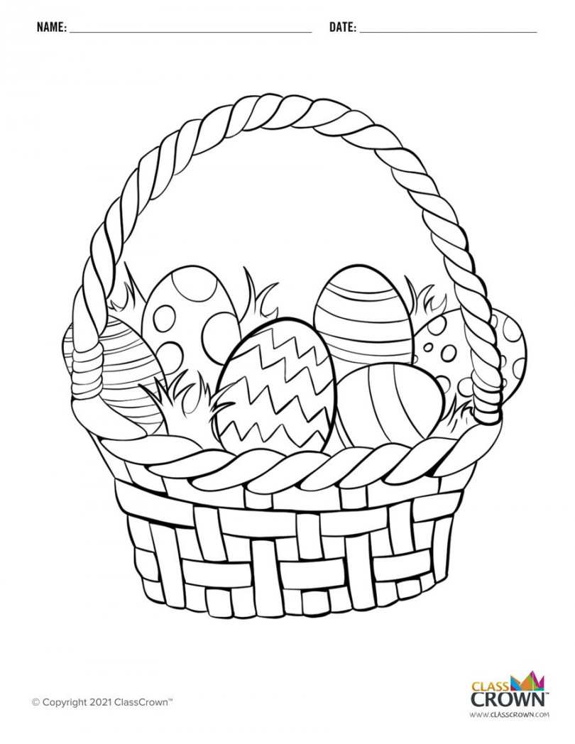 Easter Basket Coloring Page  Coloring pages, Basket drawing