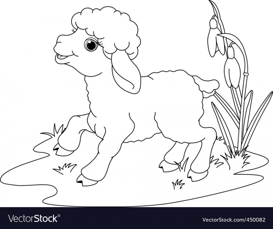 Easter lamb coloring page Royalty Free Vector Image