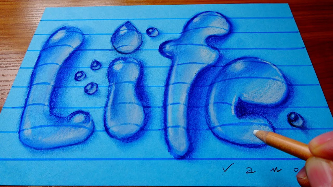 Easy Drawing Water Drops Letters - How to Draw Bubble Letters - By Vamos