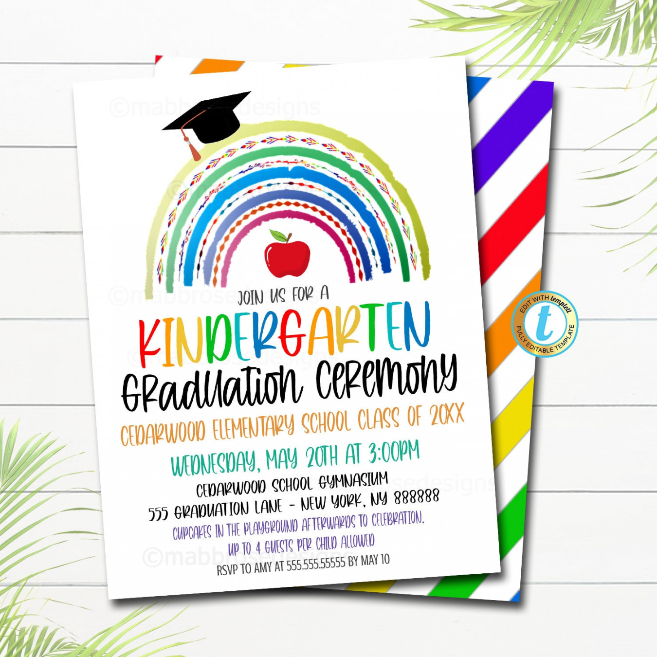 Editable Graduation Invitation Printable Kindergarten - Etsy