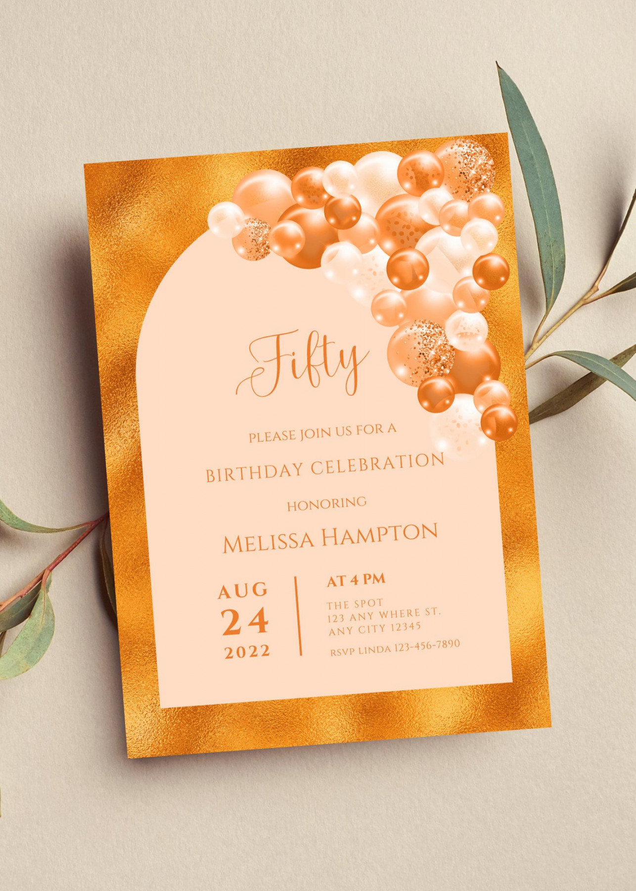 Editable Orange Birthday Invitation Orange Balloon Arch - Etsy Ireland