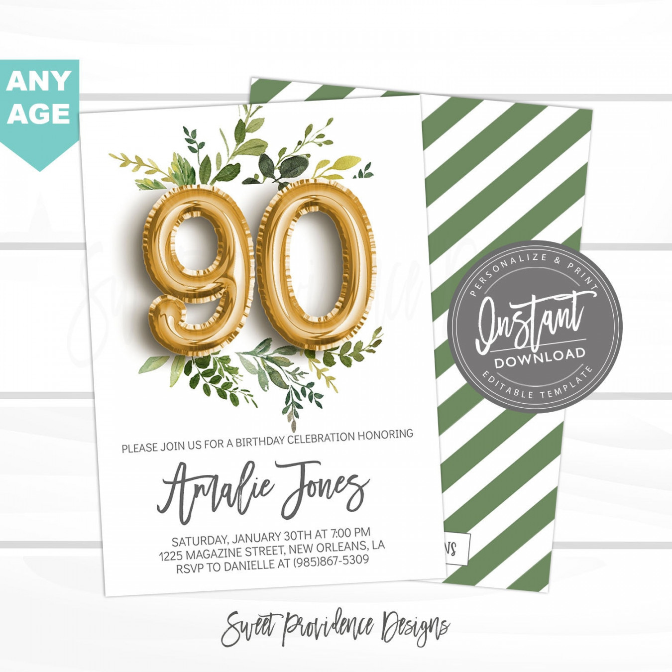 EDITABLE th Birthday Invitation ANY AGE Birthday Women - Etsy